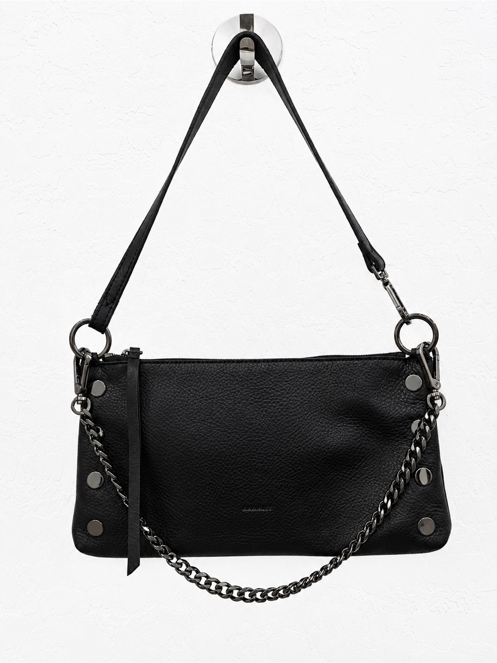 Hammitt Kyle Small Black Leather/Gunmetal WITH Gunmetal Chain Strap NWOT